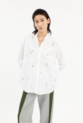 CRUSHED POPELINE BLUSE, White from ODEEH 