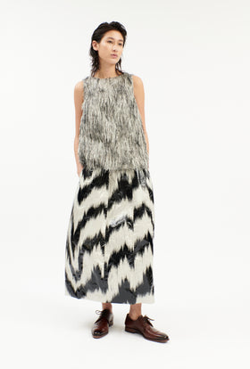 FRINGY JACQUARD Top, Dark Silver from ODEEH 