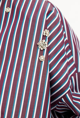 TENNIS STRIPE BLUSE, Bordeaux from ODEEH 