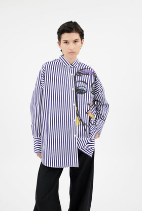 Washed Oxford Bluse, Navy White from ODEEH 