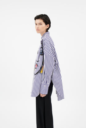 Washed Oxford Bluse, Navy White from ODEEH 