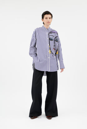 Washed Oxford Bluse, Navy White from ODEEH 