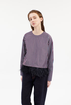 TENNIS STRIPE BLUSE, Bordeaux from ODEEH 