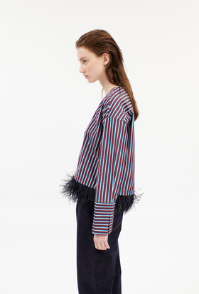 TENNIS STRIPE BLUSE, Bordeaux from ODEEH 