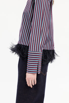 TENNIS STRIPE BLUSE, Bordeaux from ODEEH 