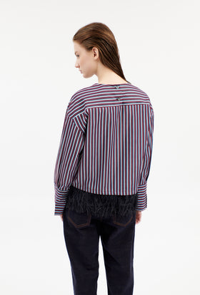 TENNIS STRIPE BLUSE, Bordeaux from ODEEH 