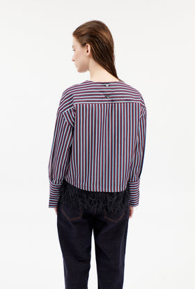 TENNIS STRIPE BLUSE, Bordeaux from ODEEH 
