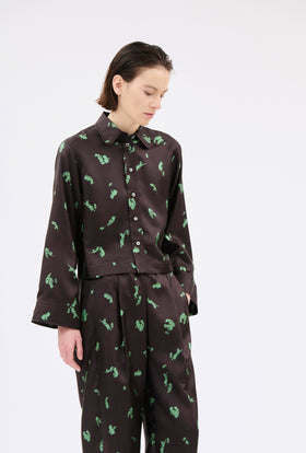 Cat & Mouse Twill Bluse, Cacao from ODEEH 