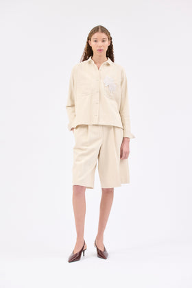 Natural Serge Bleached Shirt, Almond from ODEEH 