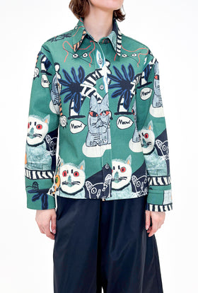 Cats & Tigers Gabardine Bluse, Opal Green from ODEEH 