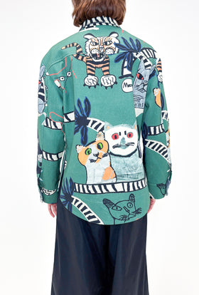 Cats & Tigers Gabardine Bluse, Opal Green from ODEEH 