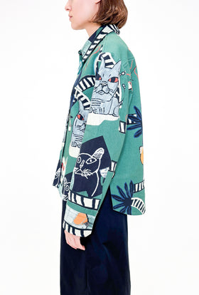 Cats & Tigers Gabardine Bluse, Opal Green from ODEEH 