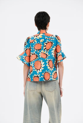 Pop Flowers Bluse, Ocean from ODEEH 