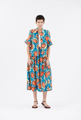 Pop Flowers Bluse, Ocean from ODEEH 