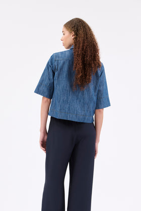 Micro Canvas Bluse, Denim Blue from ODEEH 