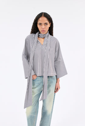 ROMAN STRIPE Bluse, Black White from ODEEH 