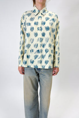 Scrabbled Hearts Bluse, Mountain Blue from ODEEH 