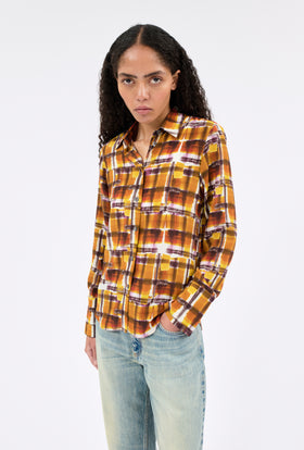 BRUSH STROKES Twill Bluse, Burnt Orange from ODEEH 