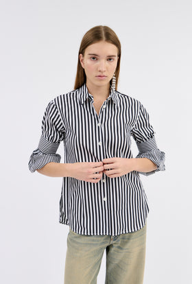 ROMAN STRIPE Bluse, Black White from ODEEH 