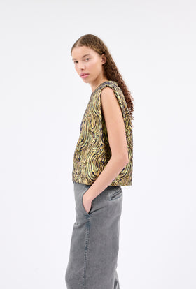 PAISLEY WAVES Top, Greengold from ODEEH 