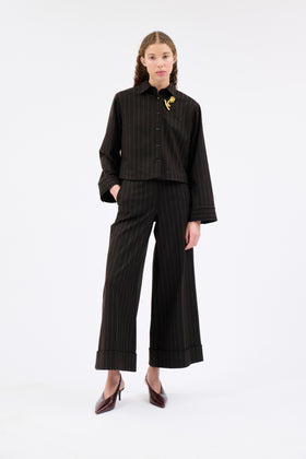 SAXON STRIPE Bluse, Ebony from ODEEH 