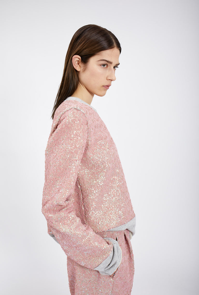 Odeeh Terry Sequins Shirt, Rosé