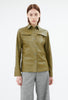 Lamb Nappa Wet Look Shirt, Goldolive from ODEEH 