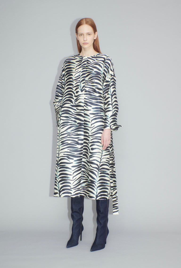 Odeeh Big Op-Art Tree Kleid, Black White