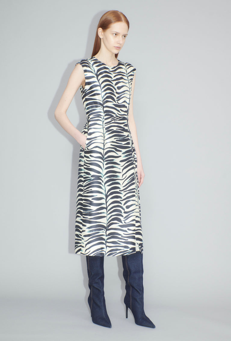 Odeeh Big Op-Art Tree Kleid, Black White