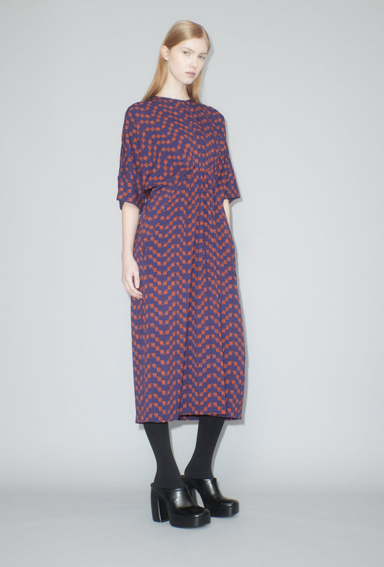 Odeeh Painted Zig Zag Kleid, Lava