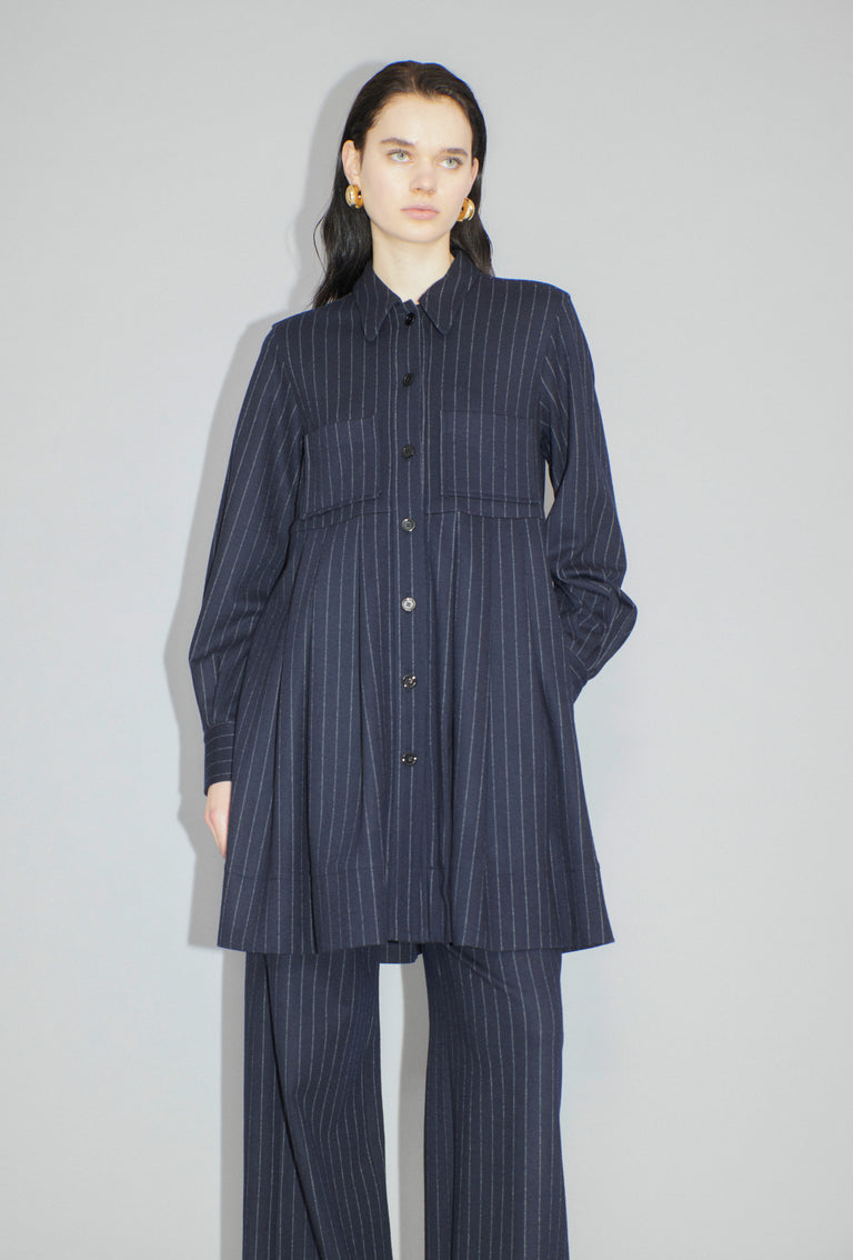 Odeeh Pin Stripe Jersey Kleid, Navy