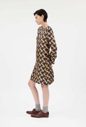 Magnolias & Buds Twill Kleid, Deep Purple from ODEEH 
