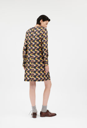 Magnolias & Buds Twill Kleid, Deep Purple from ODEEH 