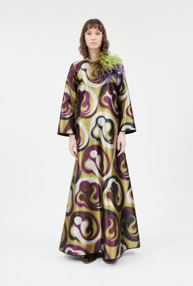 Shiny Serge Blurred Paisley Kleid, Merlot from ODEEH 