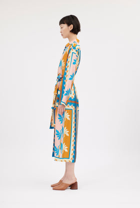 Palm Fans Dress, Caribbean Blue from ODEEH 