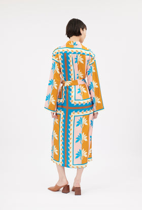 Palm Fans Dress, Caribbean Blue from ODEEH 