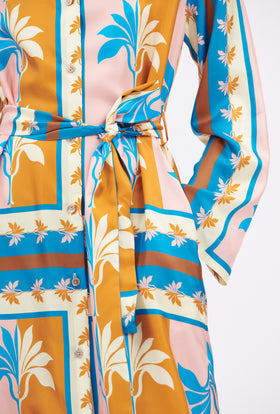 Palm Fans Dress, Caribbean Blue from ODEEH 