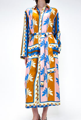 Palm Fans Dress, Caribbean Blue ODEEH Palm Fans Dress, Caribbean Blue ODEEH