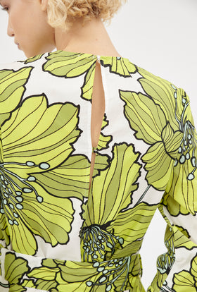 Hibiscus Cotten Dress, Greenery – ODEEH