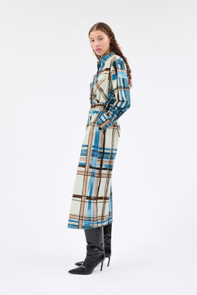 PAINTED MADRAS Kleid, Cobalt from ODEEH 