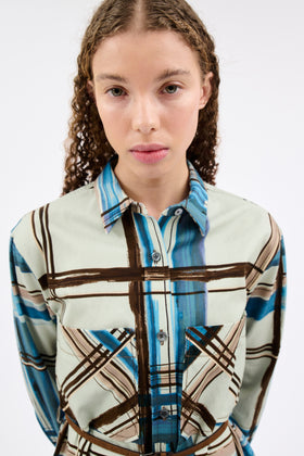 PAINTED MADRAS Kleid, Cobalt from ODEEH 