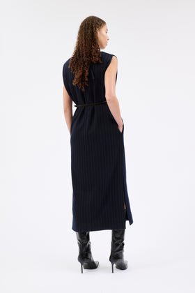 FLANNEL PIN STRIPE Kleid, Navy from ODEEH 