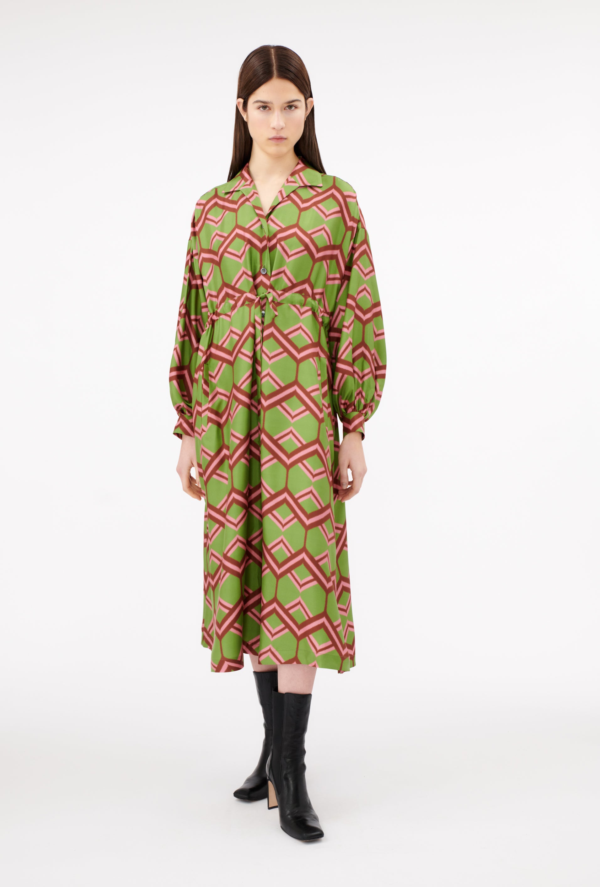 Ribbon Zig Zag Kleid, Grass Green – ODEEH