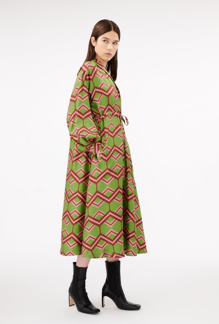 Odeeh Ribbon Zig Zag Kleid, Grass Green