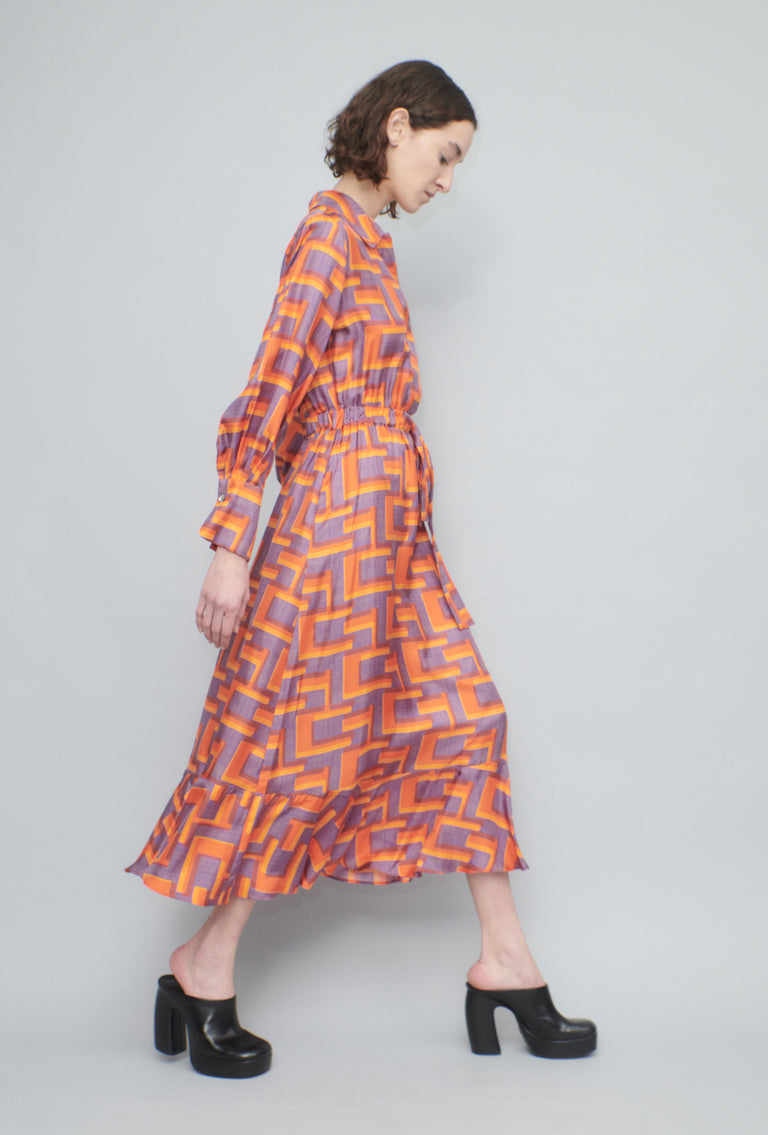 Odeeh Pop Art Maze Kleid, Glowing Orange