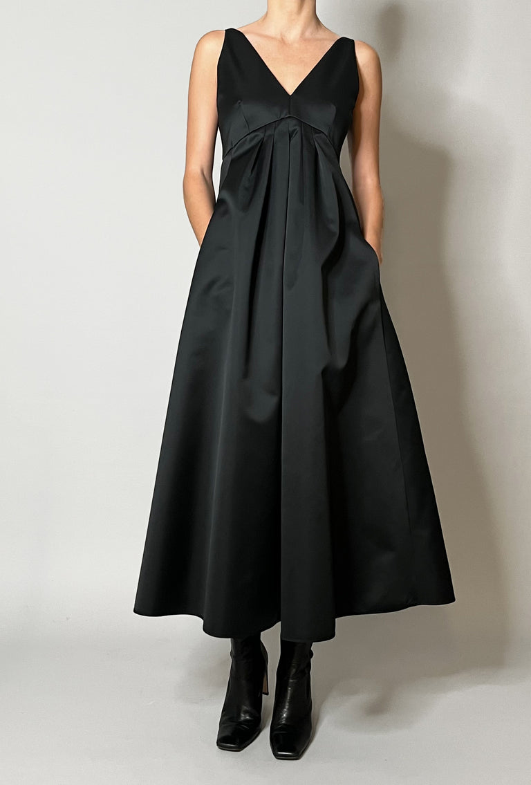 Odeeh Solid Duchesse Kleid, Jet Black