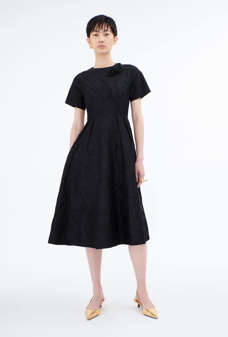 Odeeh Crinkled Duchesse Kleid, Jet Black