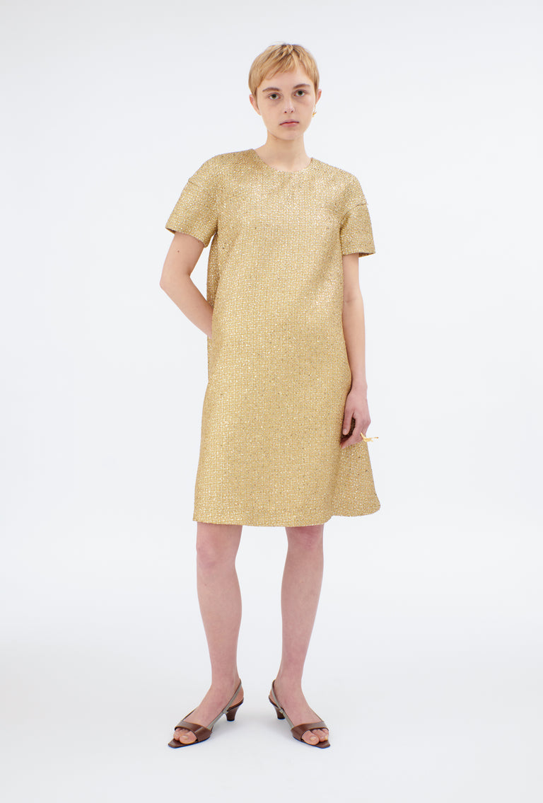 Odeeh Gold Brocade Kleid, Gold