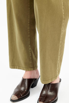 Garment Washed Gab Hose, Olive from ODEEH 