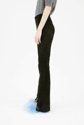 Lamb Stretch Suede Hose, Dark Olve from ODEEH 